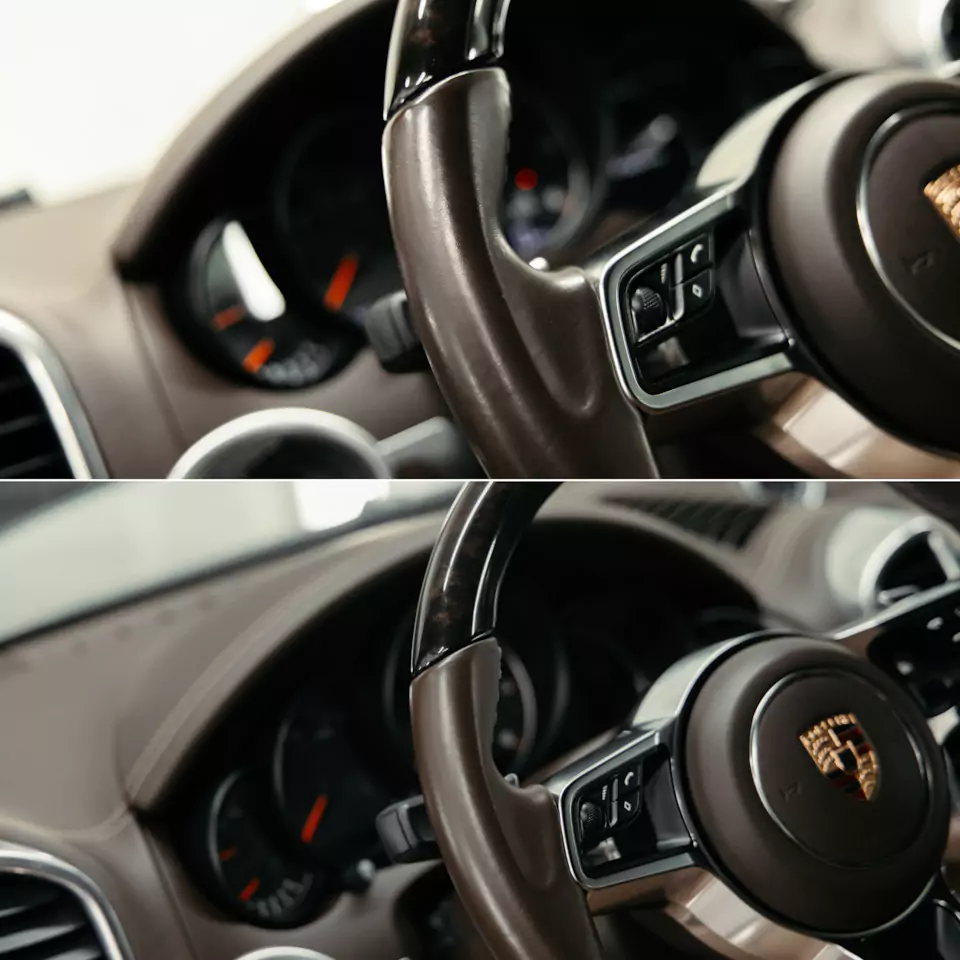 Комплексная химчистка салона и обработка кожи керамикой для Porsche Cayenne